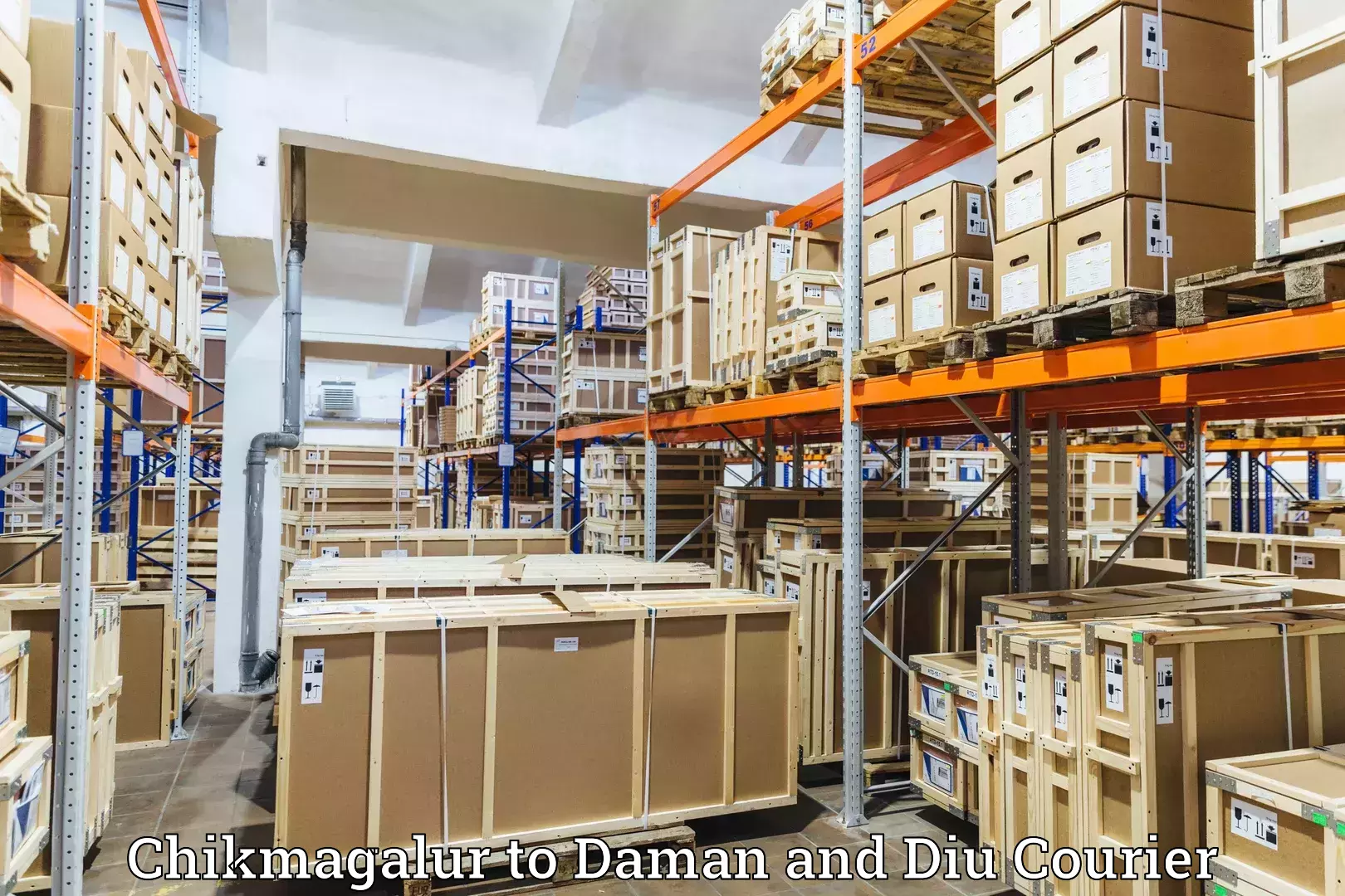 Full-service courier options Chikmagalur to Daman