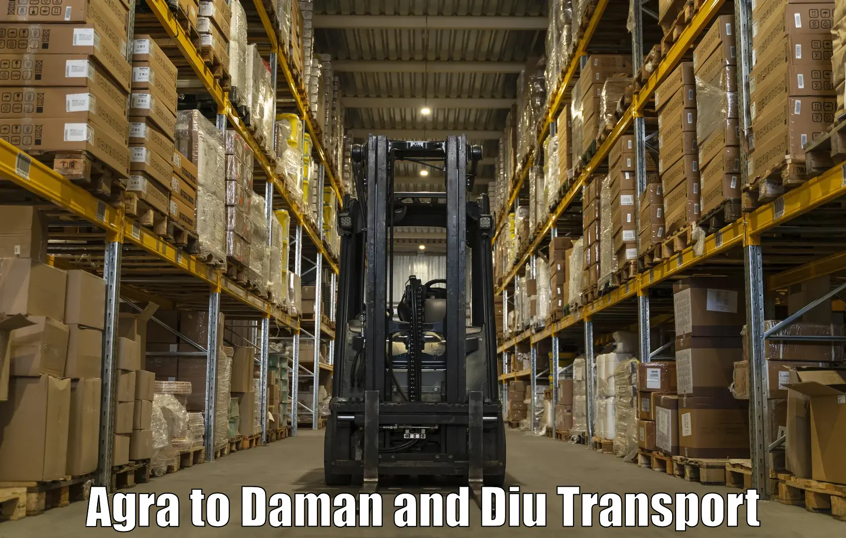 Cargo train transport services Agra to Daman and Diu